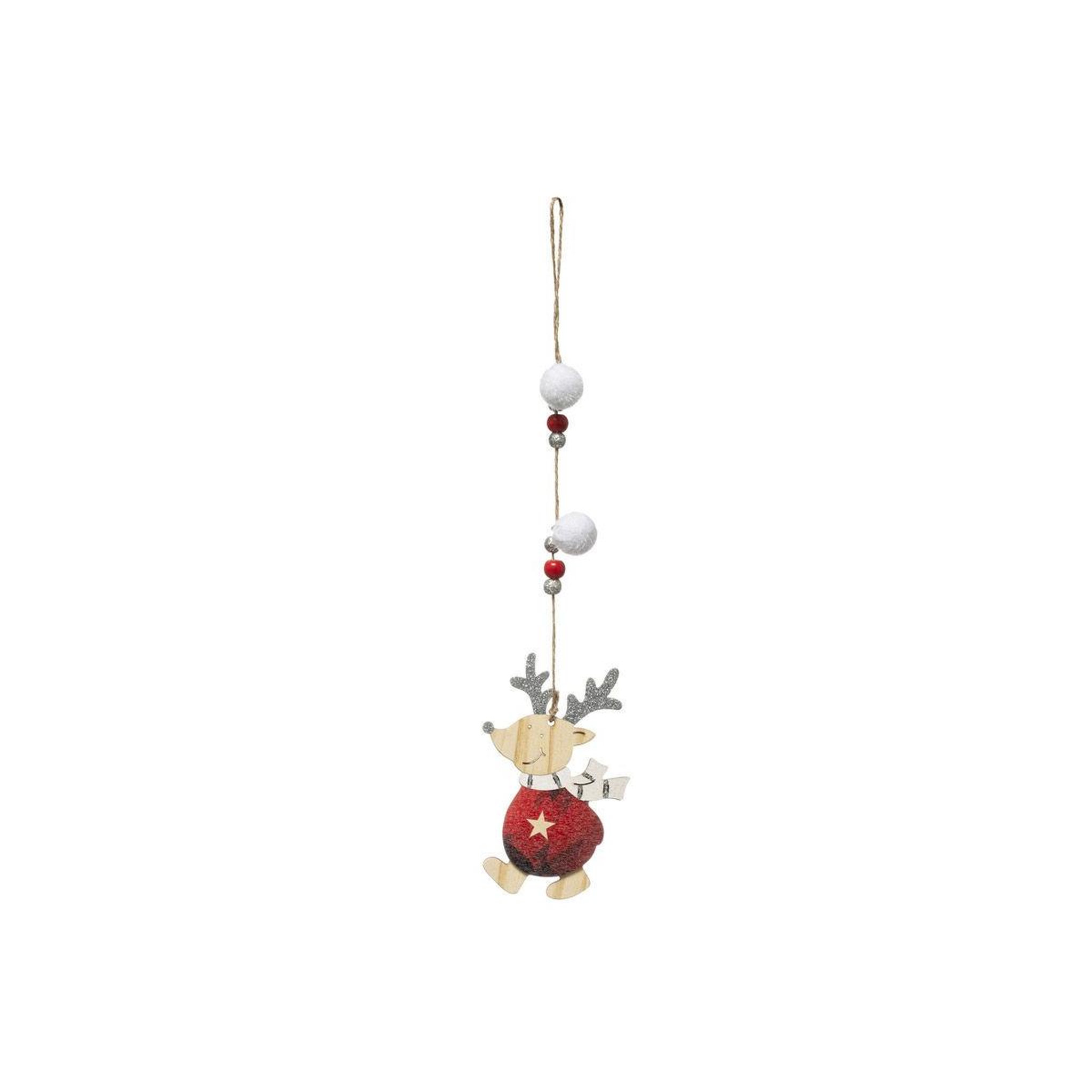 FEERIC LIGHT & CHRISTMAS Sujet de noël renne  étoile  35cm rouge & beige