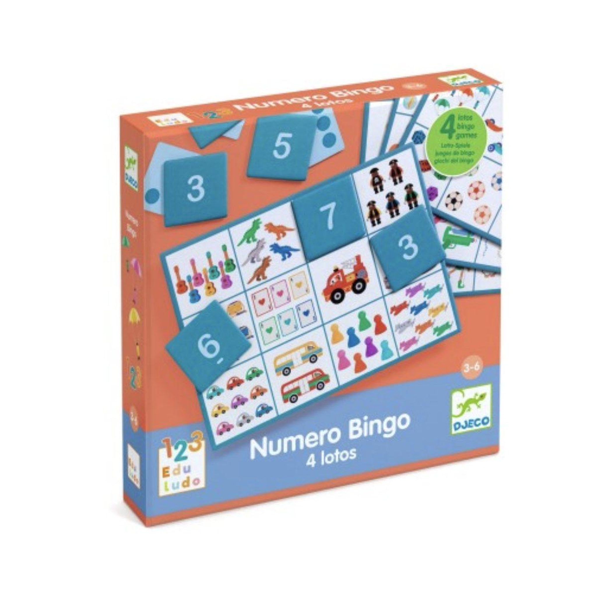 Djeco Jeu numero bingo - 4 lotos -