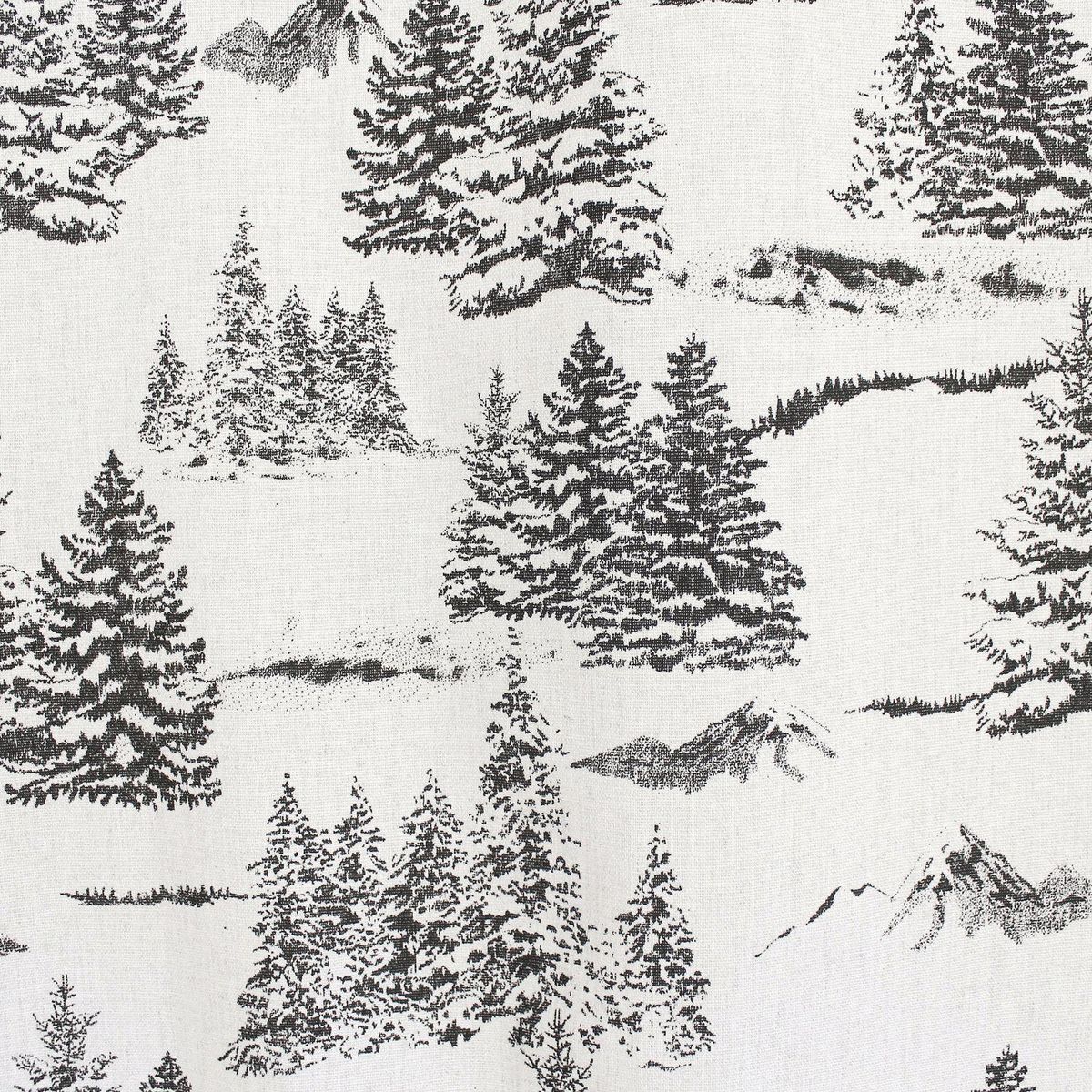 TOILINUX Rideau imprimé sapins EBENE