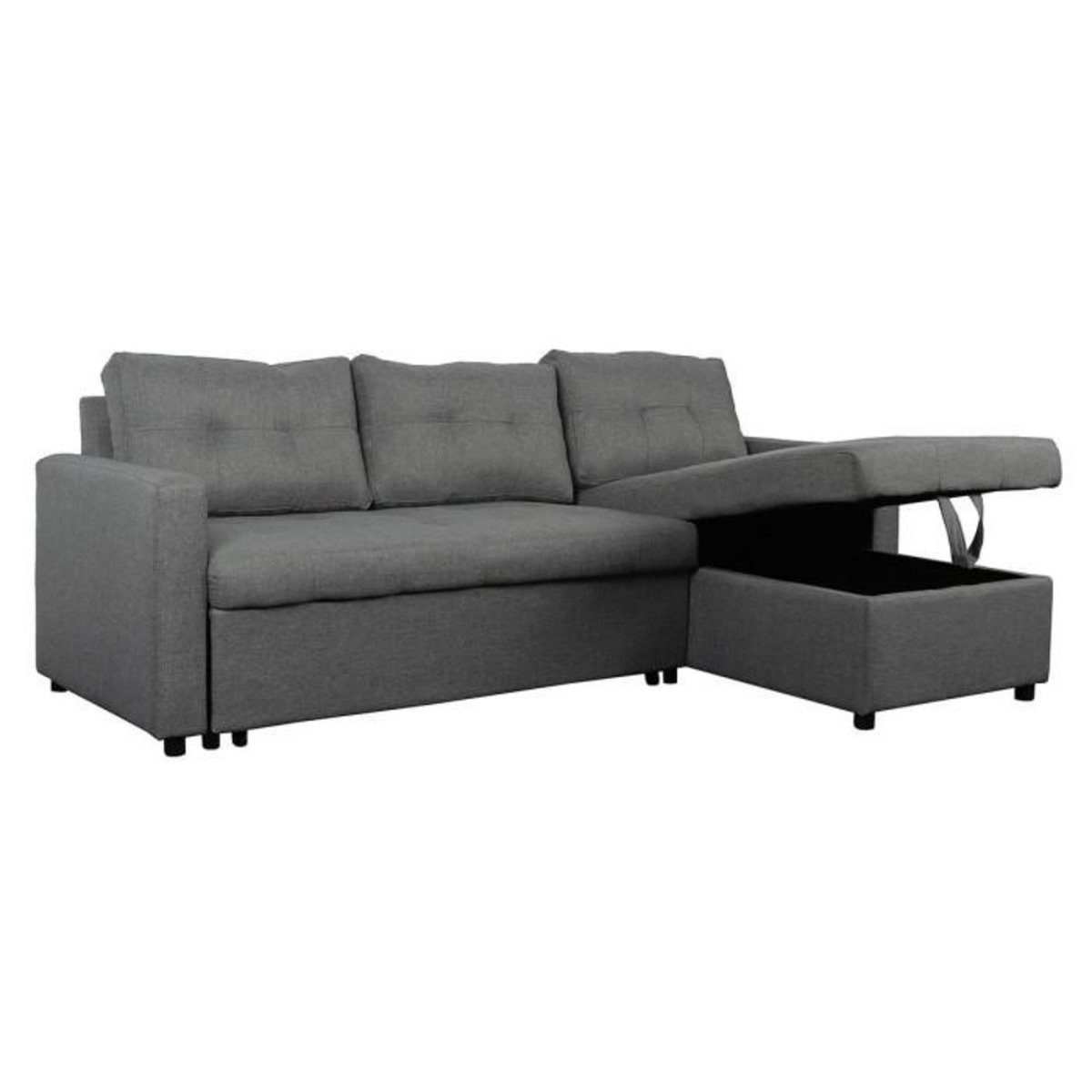 Paris Prix Canapé d'Angle Convertible Tissu  Corto  221cm Gris
