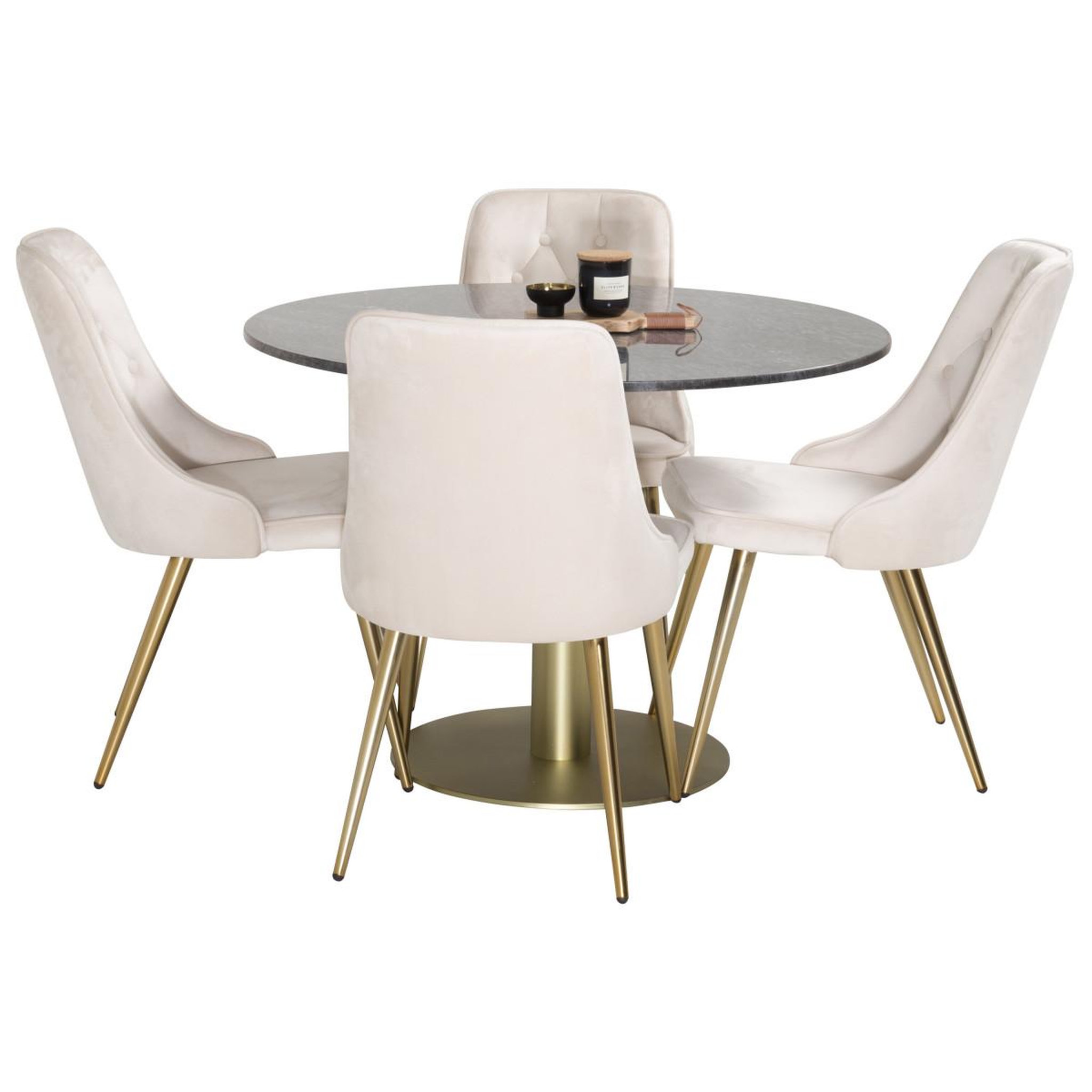 Voir la diapositive 5 : Paris Prix Ensemble table à manger & 4 chaises  estelle ii & deluxe ii  106cm gris foncé & beige