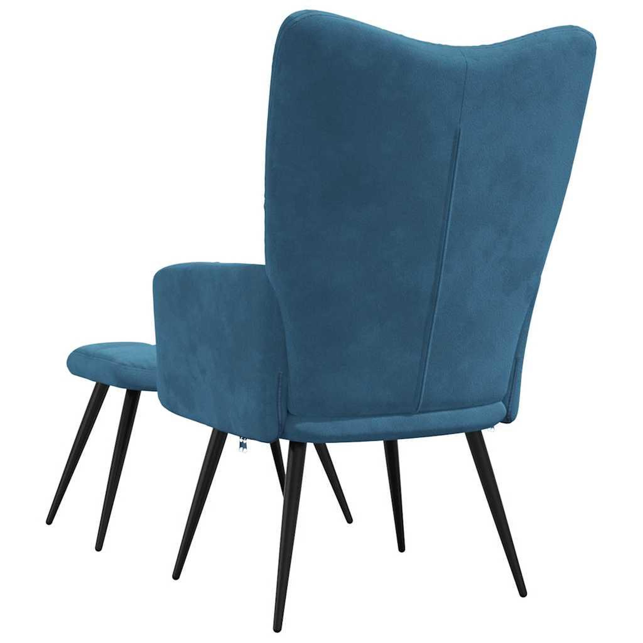 Voir la diapositive 5 : VIDAXL Chaise de relaxation avec tabouret Bleu Velours