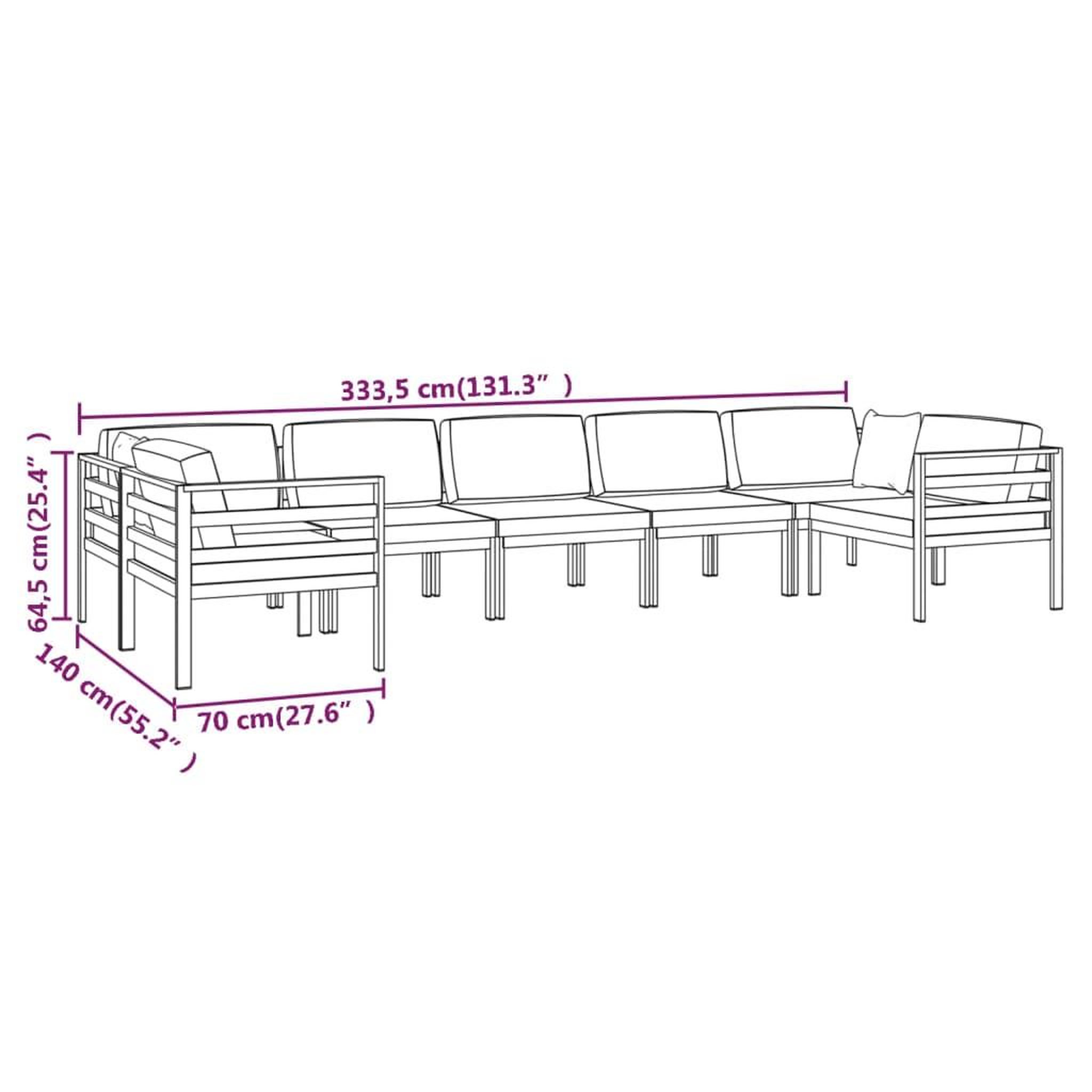 Voir la diapositive 6 : VIDAXL Salon de jardin 7 pcs avec coussins Aluminium Anthracite