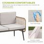 Voir la diapositive 5 : OUTSUNNY Salon de jardin 4 places 4 pièces style colonial table basse coussins beige inclus résine tressée aspect rotin