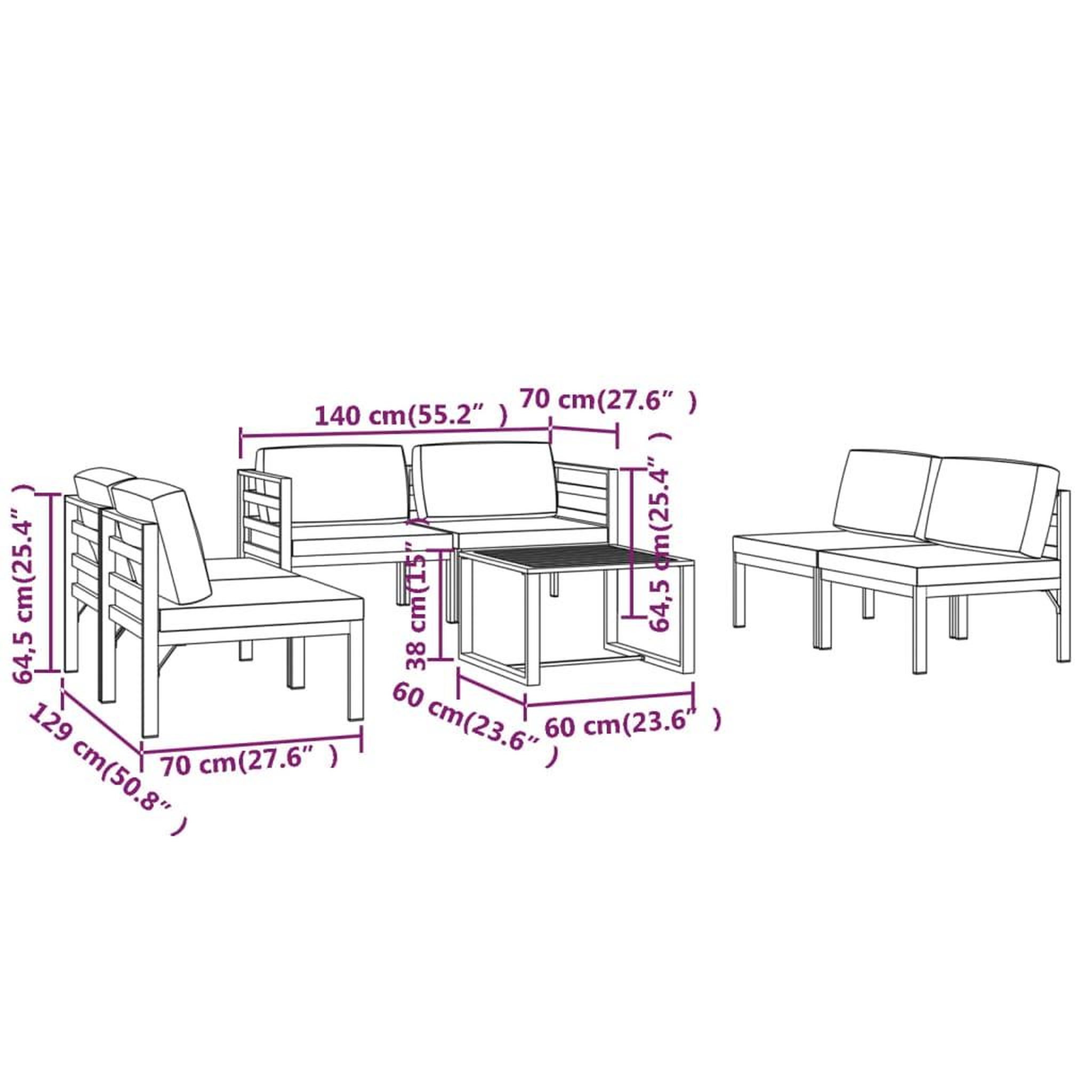 Voir la diapositive 6 : VIDAXL Salon de jardin 7 pcs avec coussins Aluminium Anthracite
