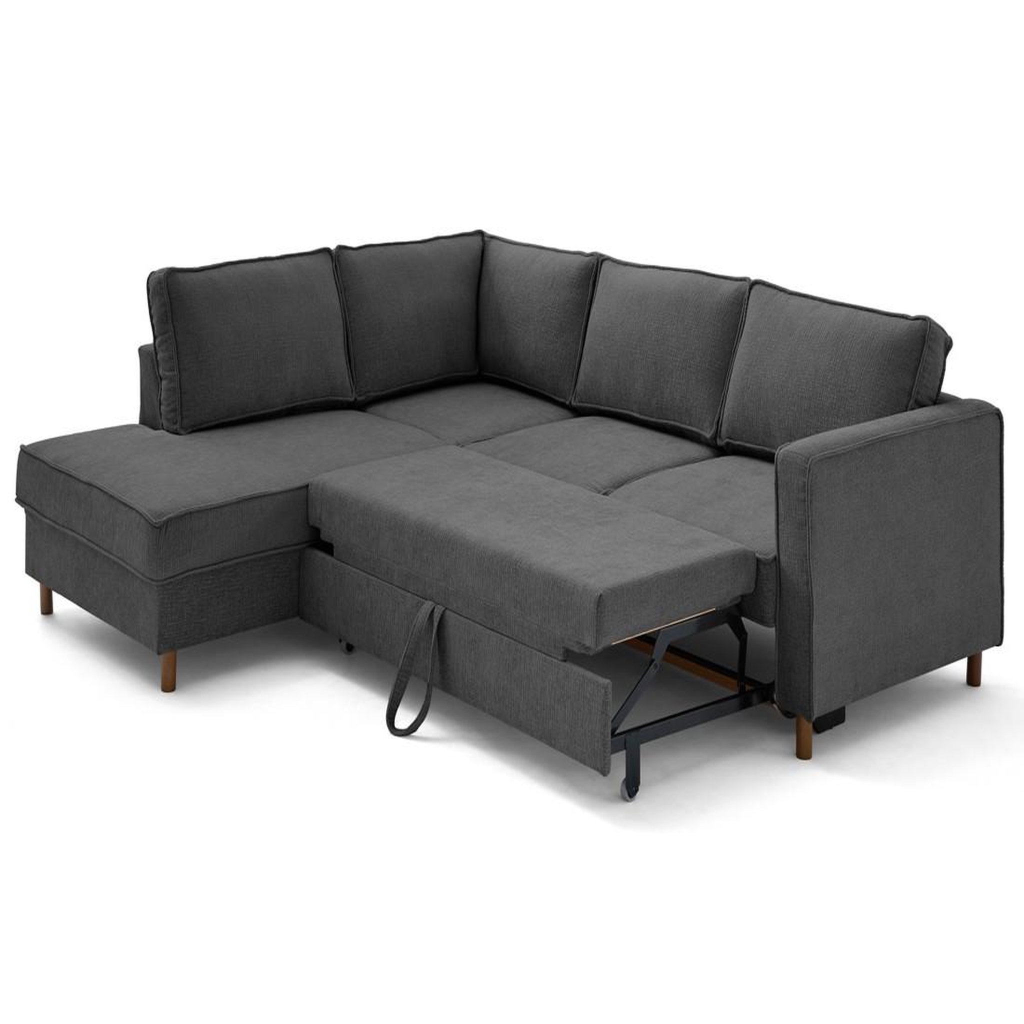 Voir la diapositive 2 : LISA DESIGN Jake - canapé d'angle gauche 5 places convertible en tissu velours relief