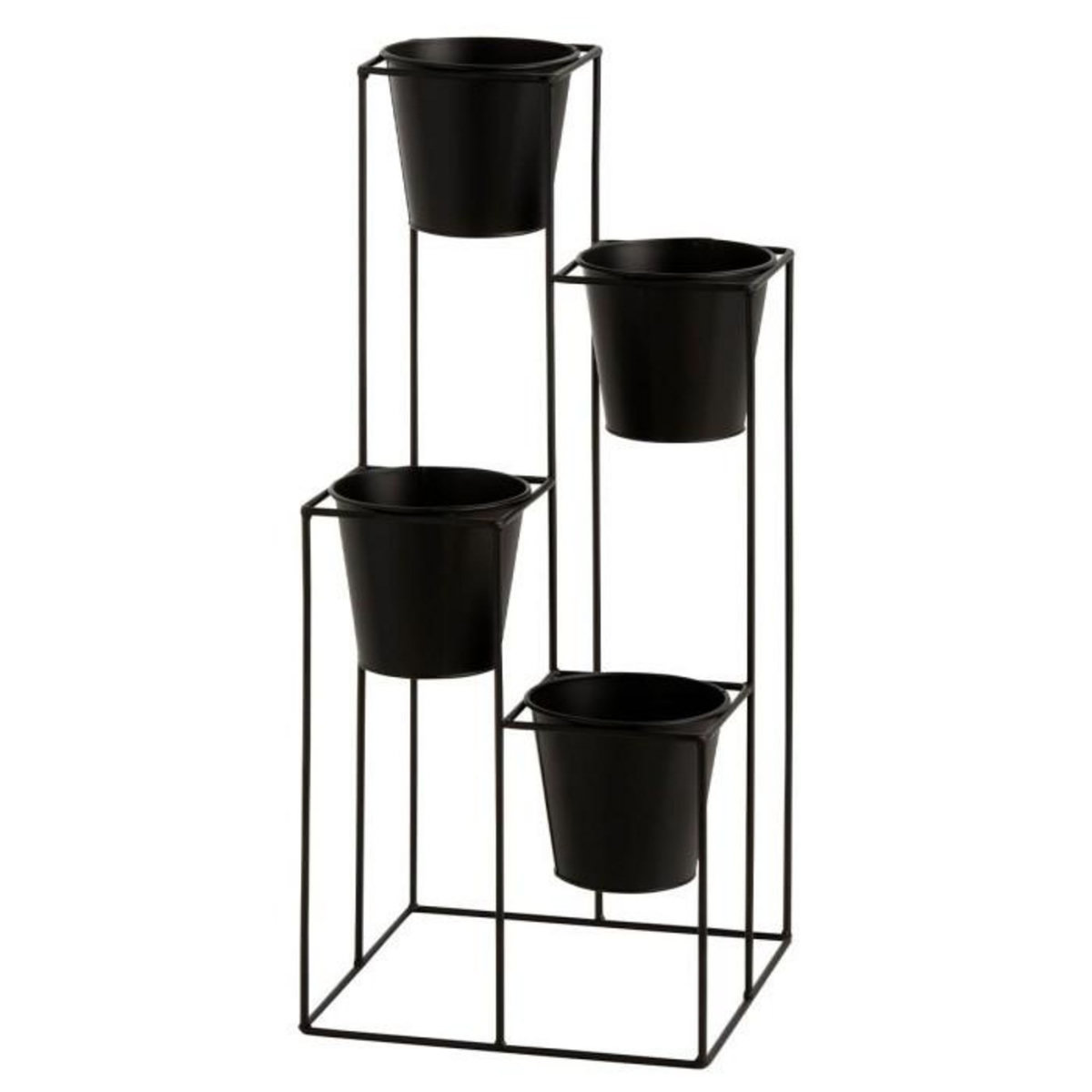 Paris Prix Lot de 4 Cache-Pots sur Pied  Étagère  70cm Noir