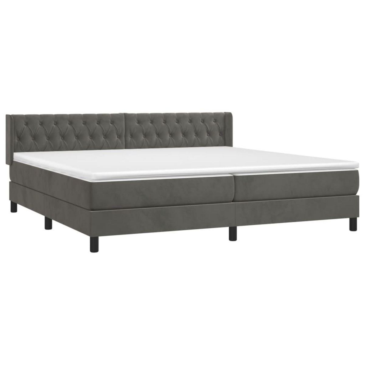VIDAXL Sommier a lattes de lit et matelas Gris fonce 200x200cm Velours