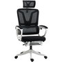 Voir la diapositive 1 : VINSETTO Fauteuil de bureau ergonomique inclinable réglable - repose-pied rétractable, support lombaires, tétière ajustable - blanc noir