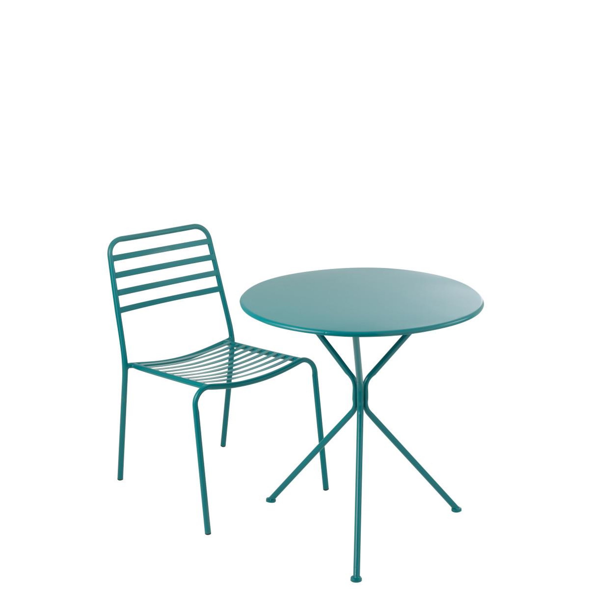 Voir la diapositive 4 : J-LINE Table de jardin en métal  tripod  72cm turquoise