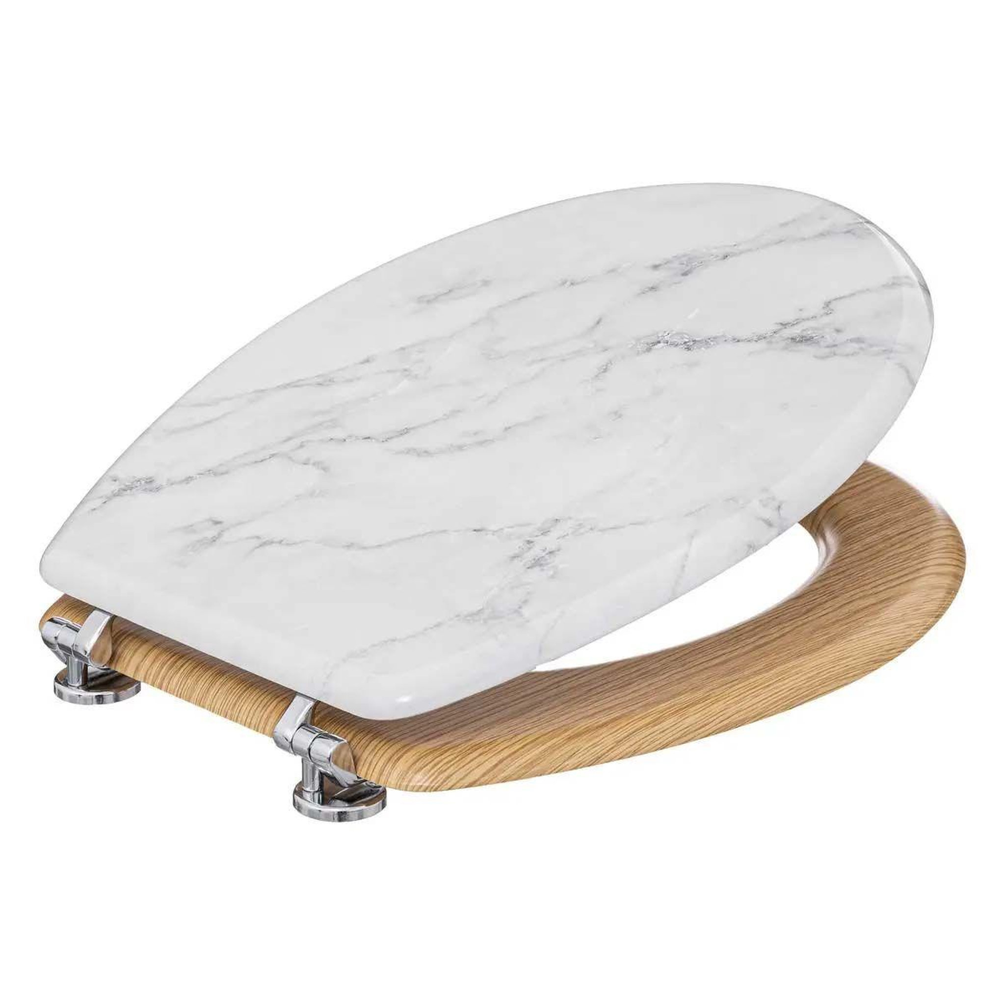 Voir la diapositive 2 : FIVE Abattant wc imprimé marbre  léa  46cm blanc