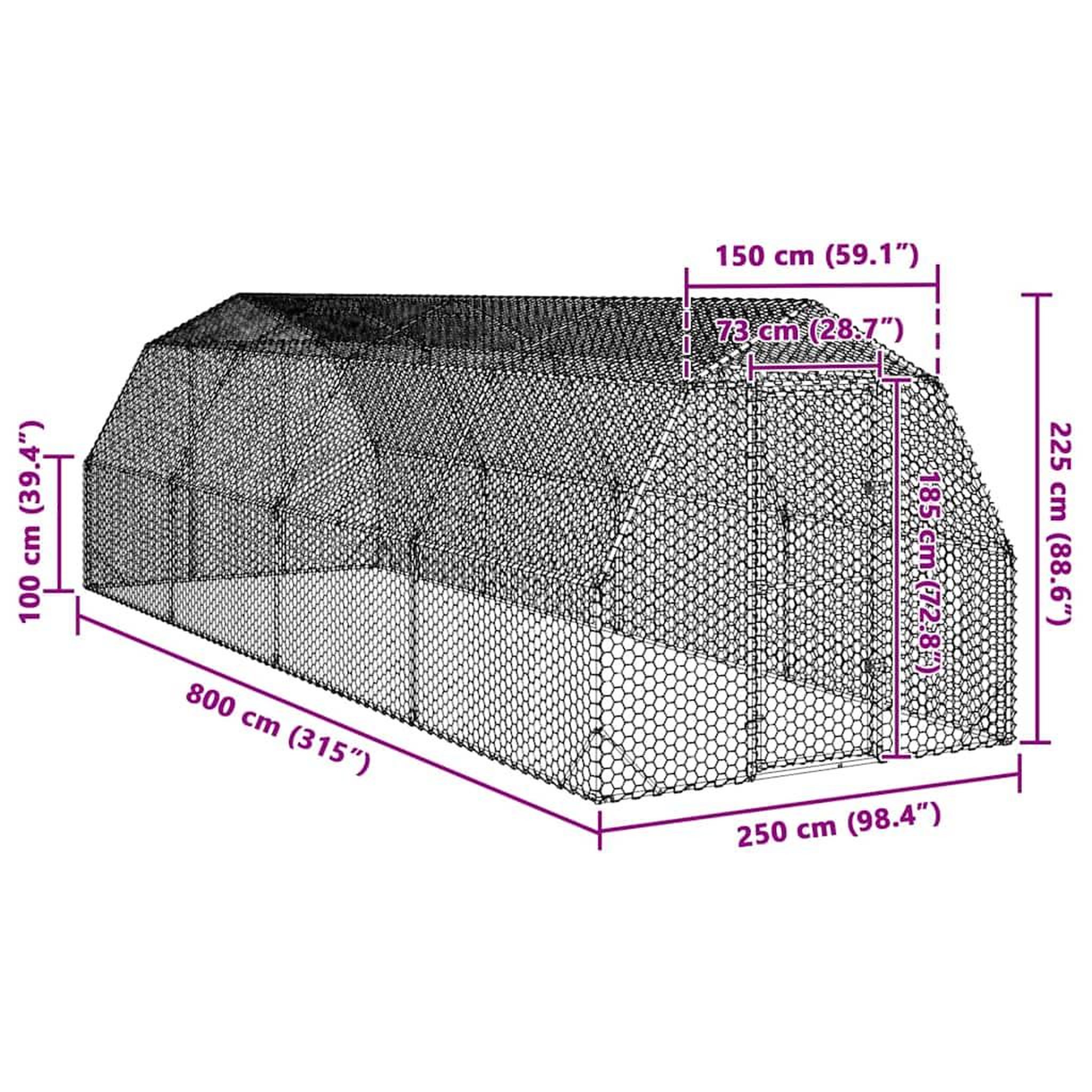 Voir la diapositive 6 : VIDAXL Poulailler 2,5x8x2,25 m acier galvanise