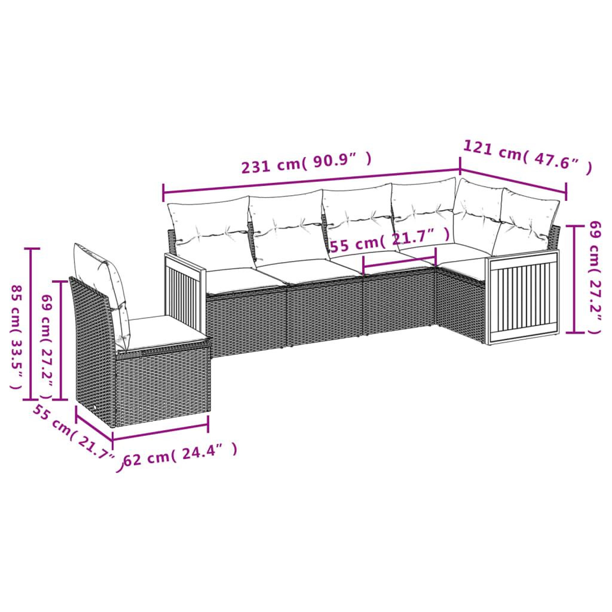 Voir la diapositive 3 : VIDAXL Salon de jardin 6 pcs avec coussins noir resine tressee