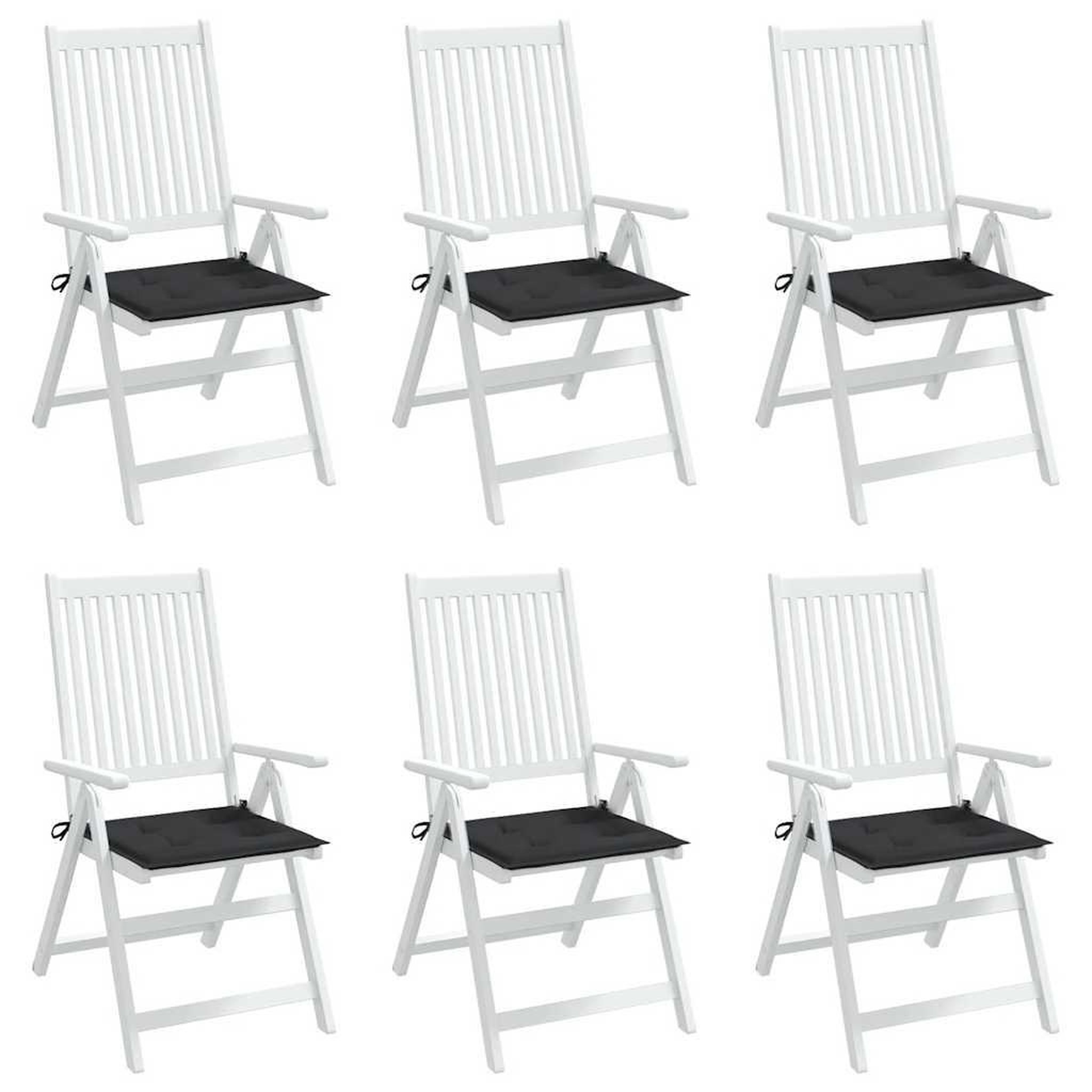 Voir la diapositive 4 : VIDAXL Coussins de chaise jardin lot de 6 noir 40x40x3 cm tissu oxford