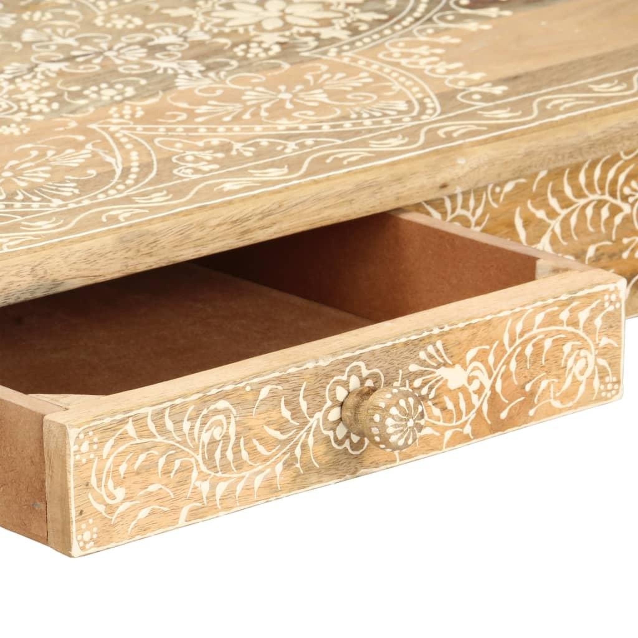 Voir la diapositive 4 : VIDAXL Table basse peinte a main 110x50x45 cm Bois de manguier massif