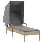 Voir la diapositive 2 : VIDAXL Chaise longue avec auvent beige resine tressee