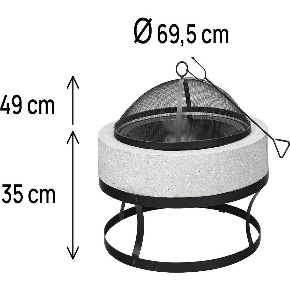 Habitat et Jardin Brasero barbecue en pierre  Torro  - 70 x 70 x 49 cm - Blanc