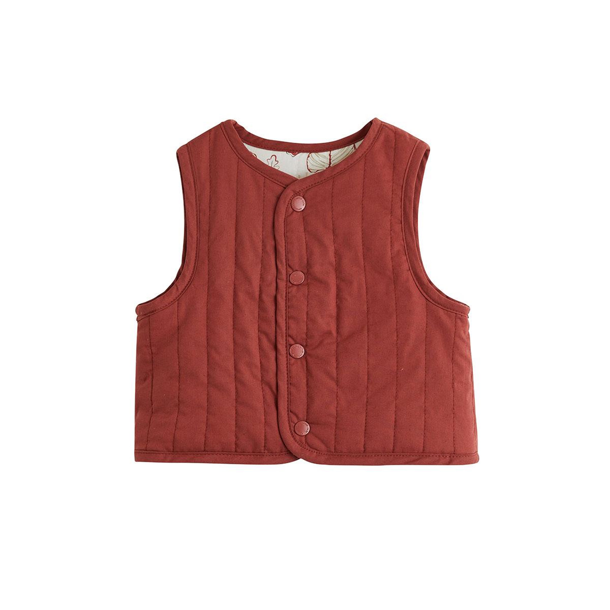 Voir la diapositive 4 : PETIT BEGUIN Veste sans manches enfant réversible en coton matelassé léa