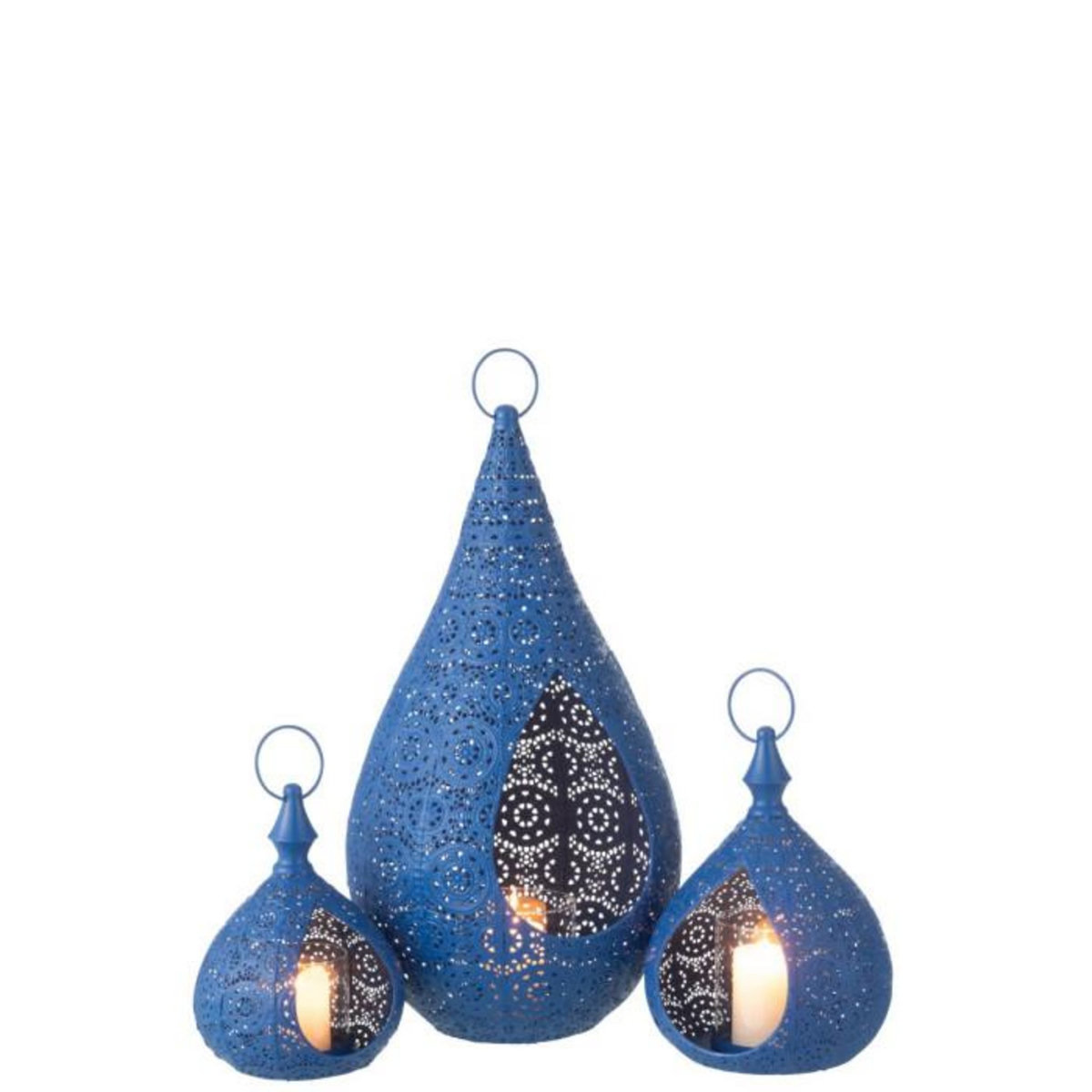 Paris Prix Photophore en Métal  Drop  50cm Bleu