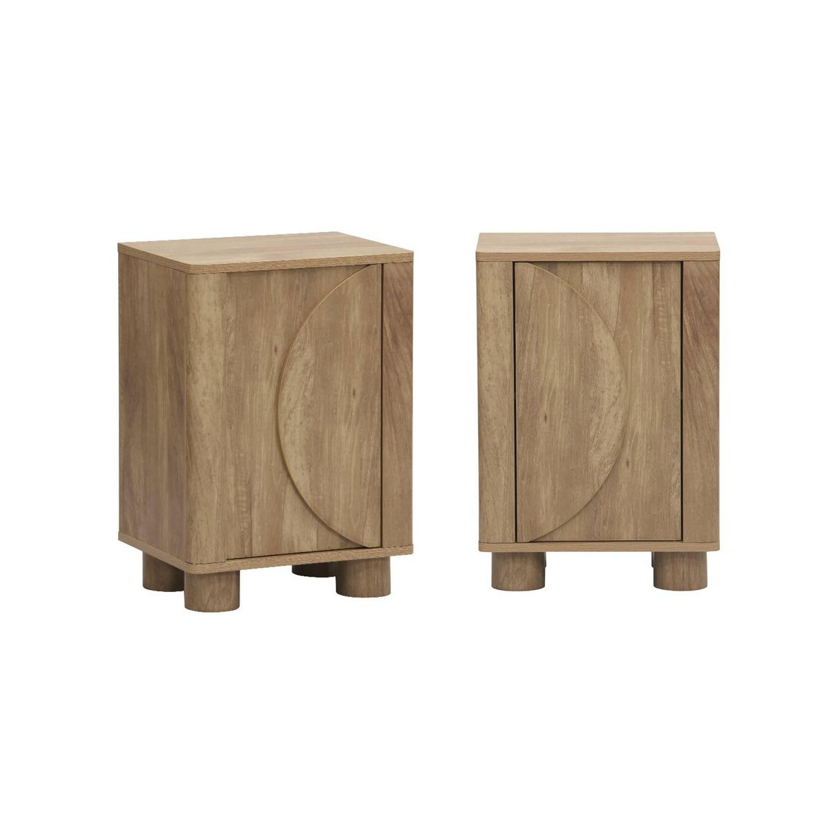 SWEEEK Lot de 2 tables de chevet effet bois de manguier 1 porte réversible Pondi