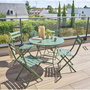 Voir la diapositive 2 : HESPERIDE Table de jardin pliante ronde 4 places GREENSBORO - Vert olive