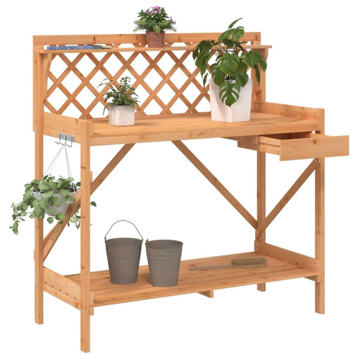 VIDAXL Banc de rempotage avec treillis marron bois massif de sapin