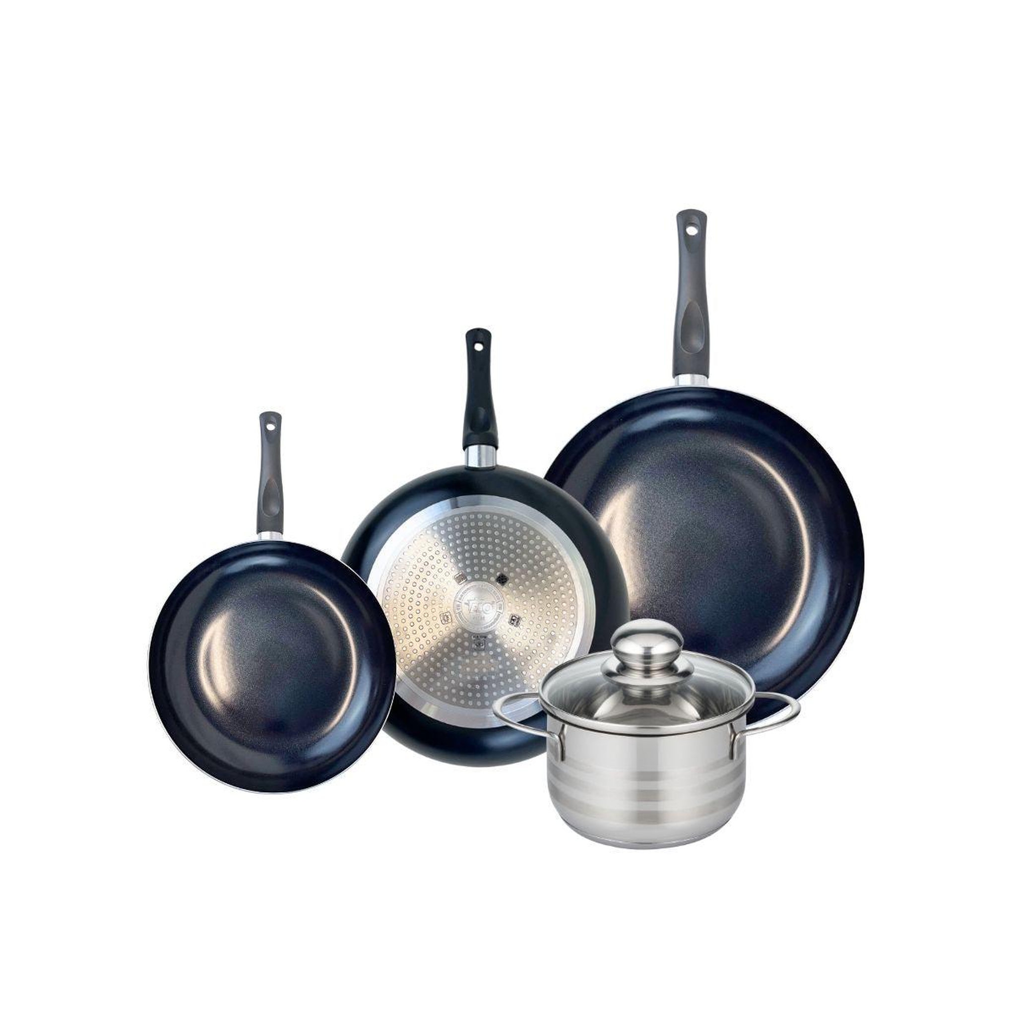 ELO Ensemble de 3 poêles de cuisson 20, 24 et 28 cm et 1 faitout 16 cm elo prima brillant