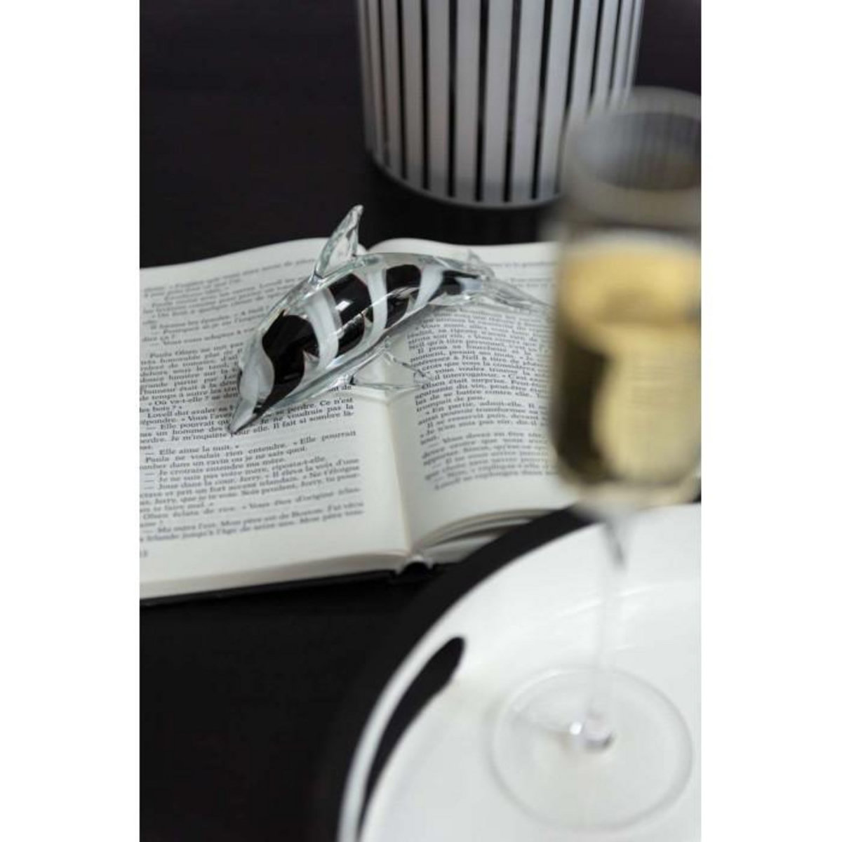 Paris Prix Presse-Papier Design  Dauphin  24cm Noir & Blanc