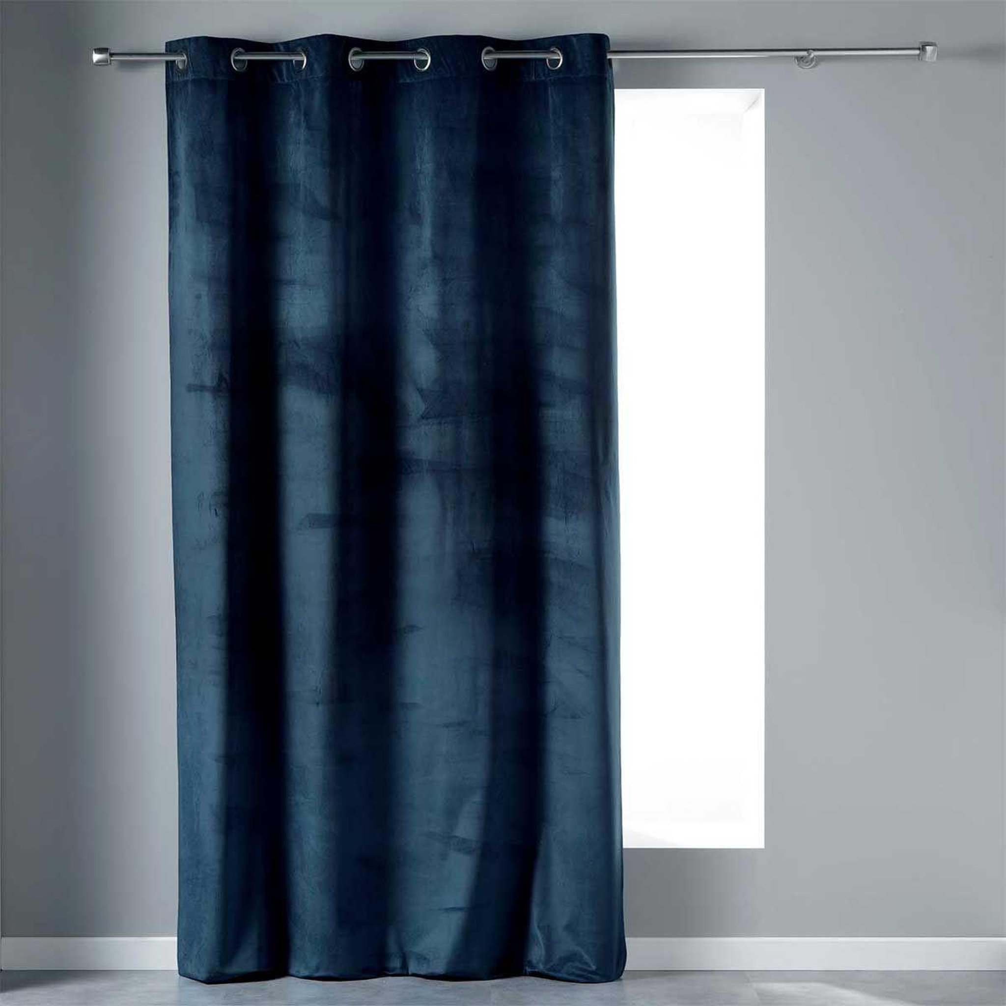 Voir la diapositive 1 : Douceur d'Intérieur Rideau à œillets  velvetine  140x240cm bleu marine