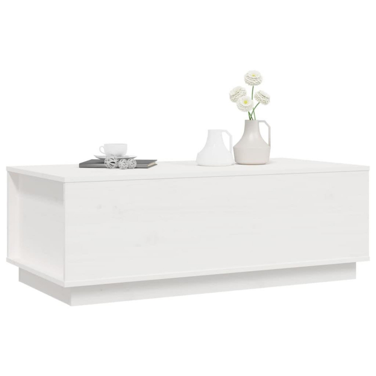 VIDAXL Table basse Blanc 100x50x35 cm Bois massif de pin