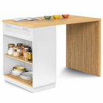 ID MARKET Ilot central mange debout 4 personnes VITO 130 cm blanc et plateau bois