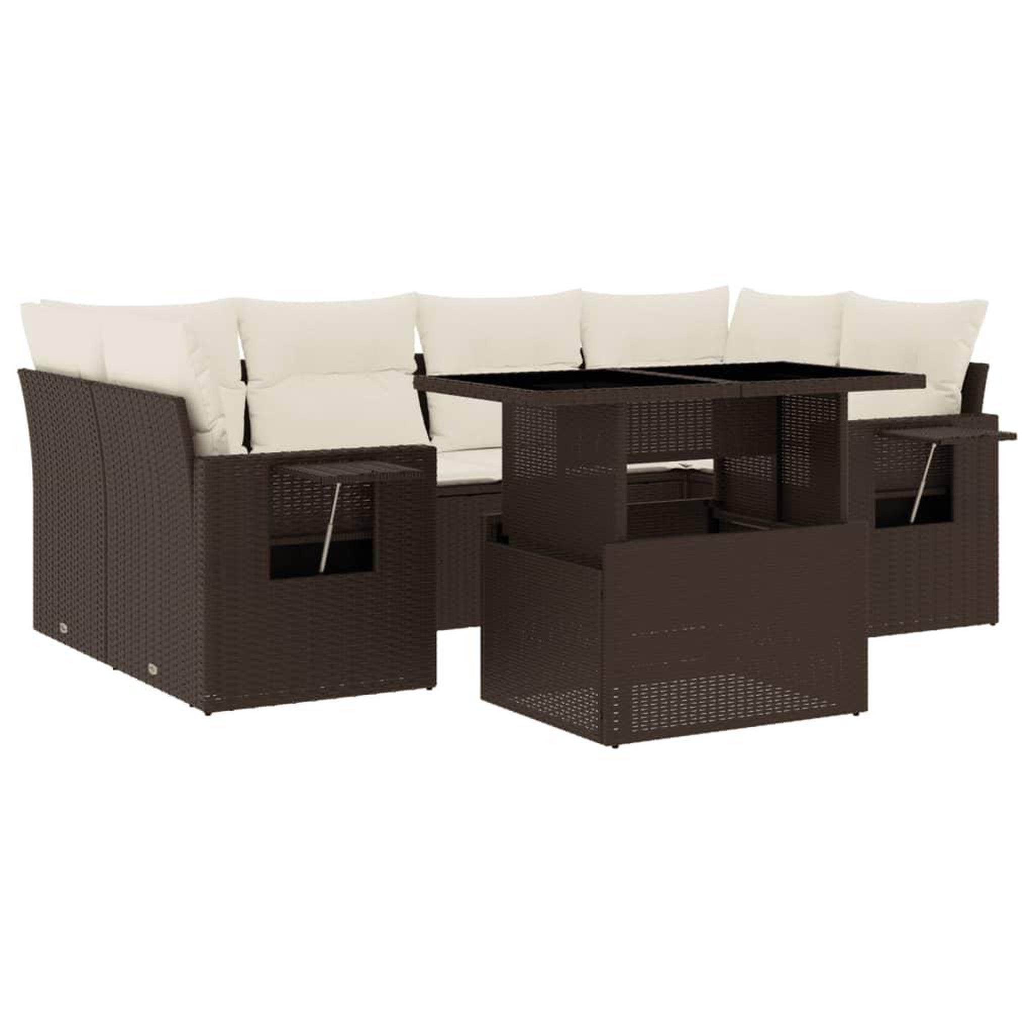 Voir la diapositive 2 : VIDAXL Salon de jardin avec coussins 7 pcs marron resine tressee