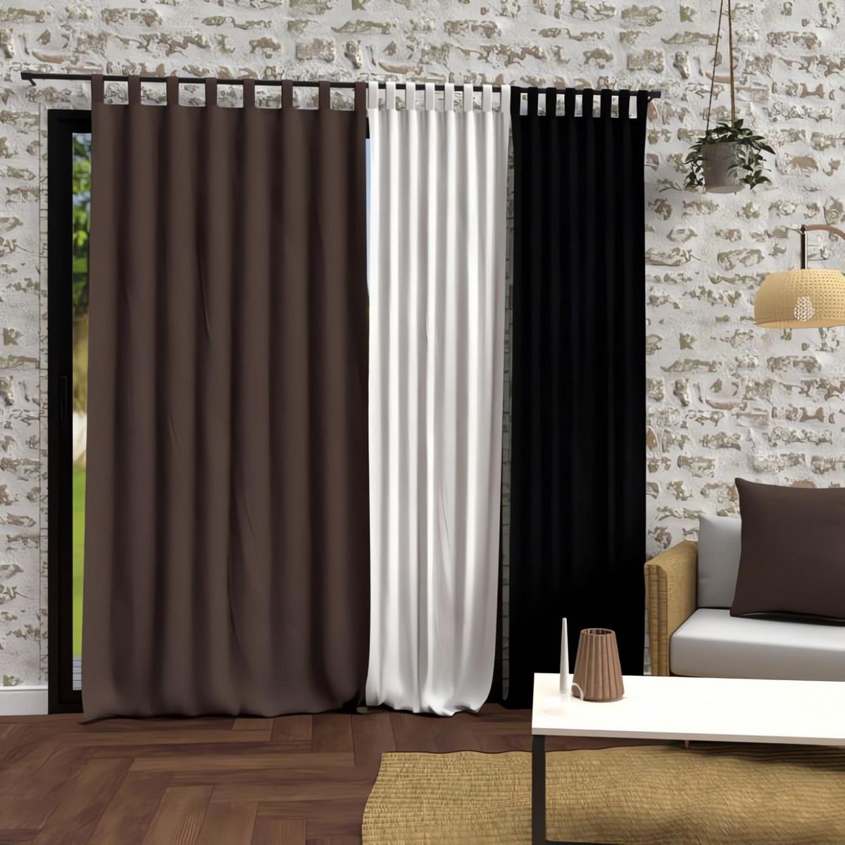 SOLEIL D'OCRE Rideau à pattes en microfibre lavée 135x250 cm BOHEME, par Soleil d'Ocre