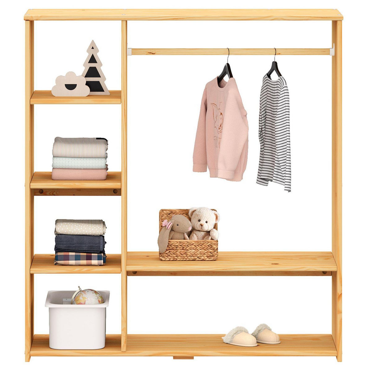 IDIMEX Penderie enfant RAFAEL avec étagères en pin massif