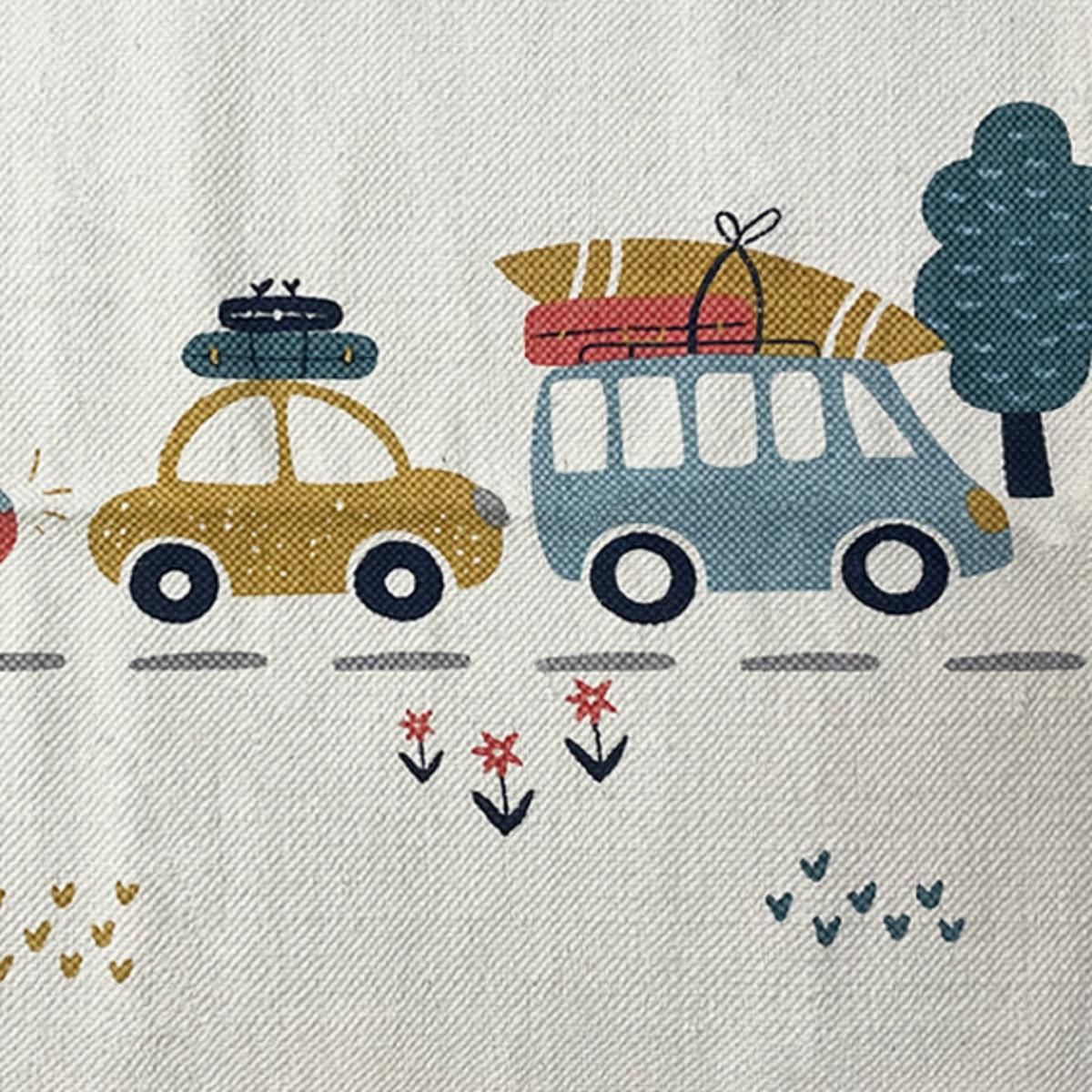 FUTURE HOME Tapis enfant voiture en coton canvas 60x90cm