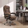 Voir la diapositive 2 : VINSETTO Fauteuil de bureau direction massant chauffant hauteur réglable dossier inclinable tissu marron