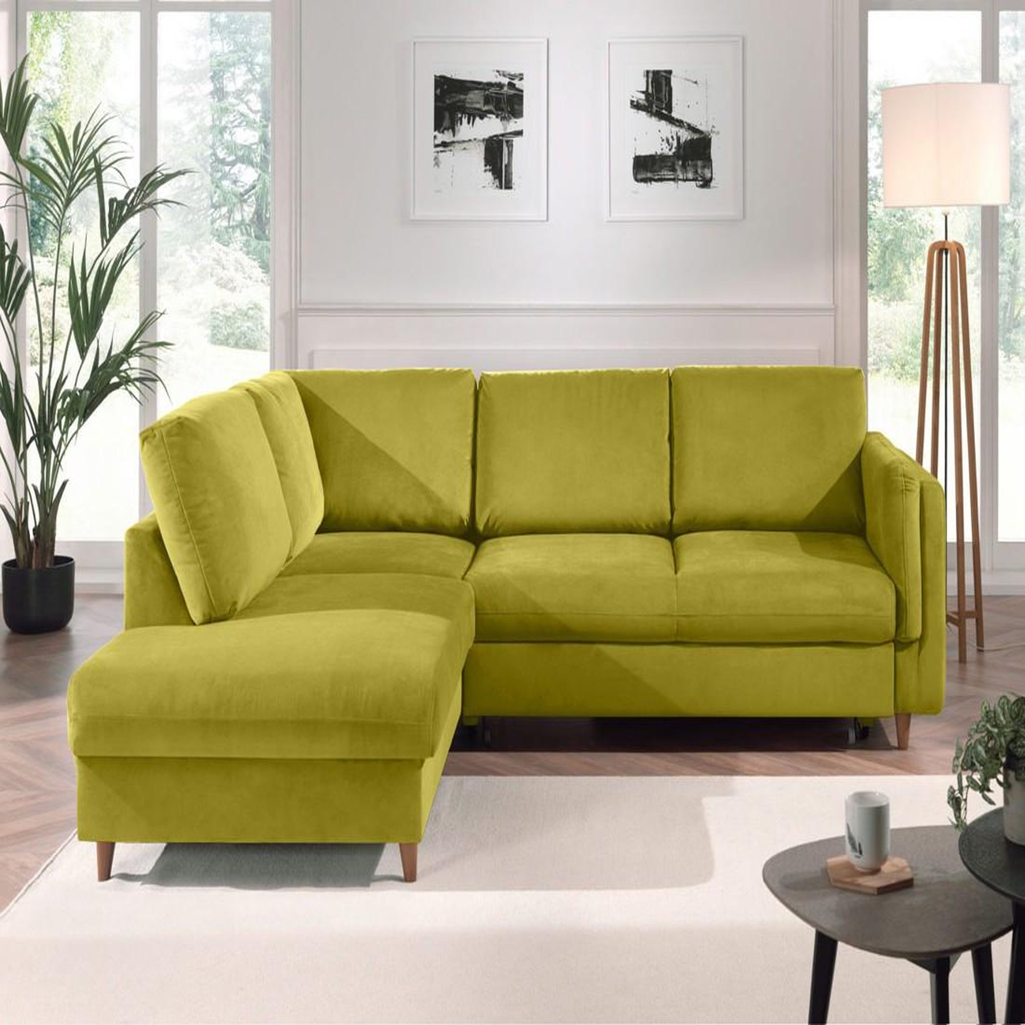 Voir la diapositive 5 : LISA DESIGN Brooke - canapé d'angle gauche - convertible - 5 places - en velours