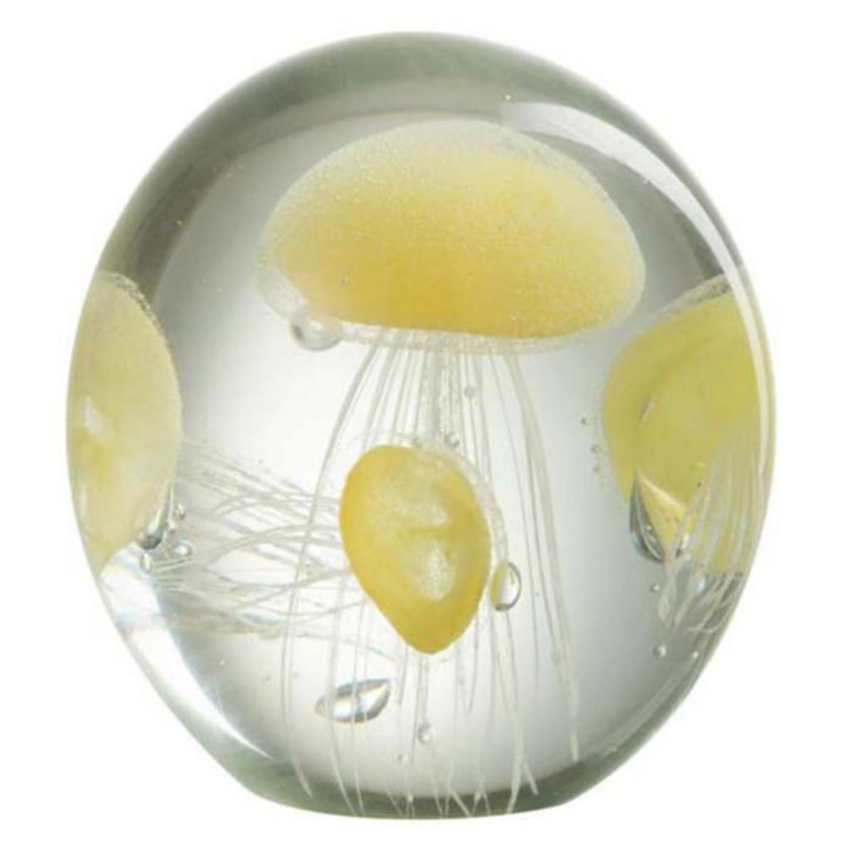 Paris Prix Presse-Papier Rond en Verre  Méduse  13cm Jaune