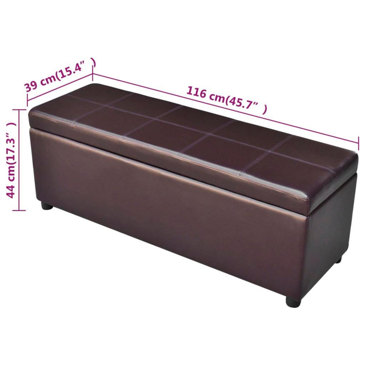 VIDAXL Banc long de rangement bois marron