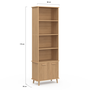 Voir la diapositive 5 : ID MARKET Etagère bibliothèque 4 niveaux avec placard JULIETTE lattes tasseau bois coloris chêne