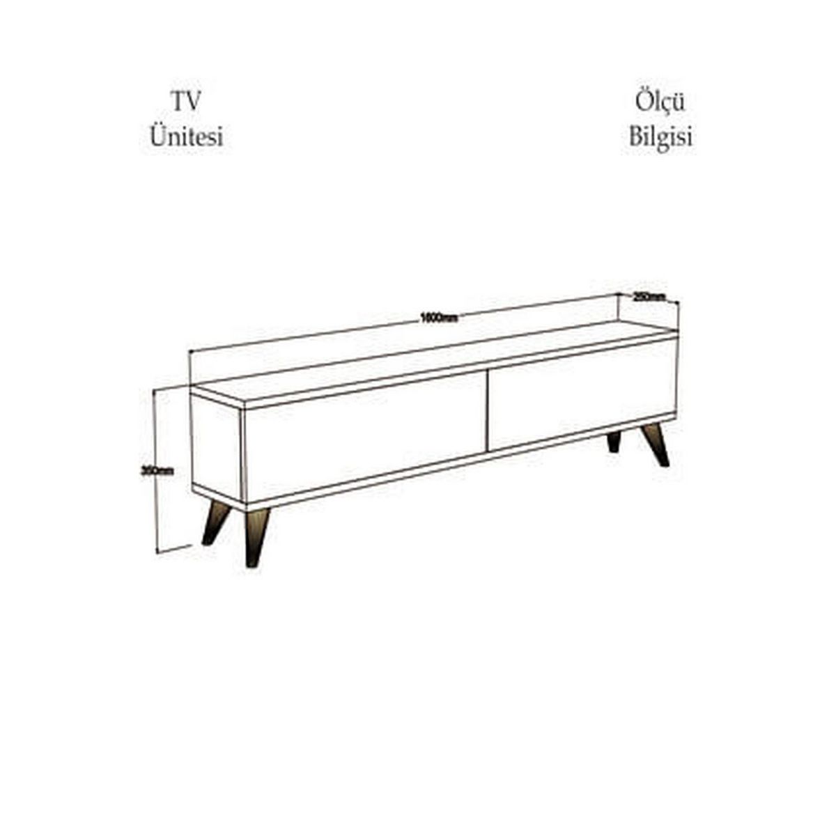 TOILINUX Meuble TV design lattes Hill - L. 160 x H. 35 cm - Marron