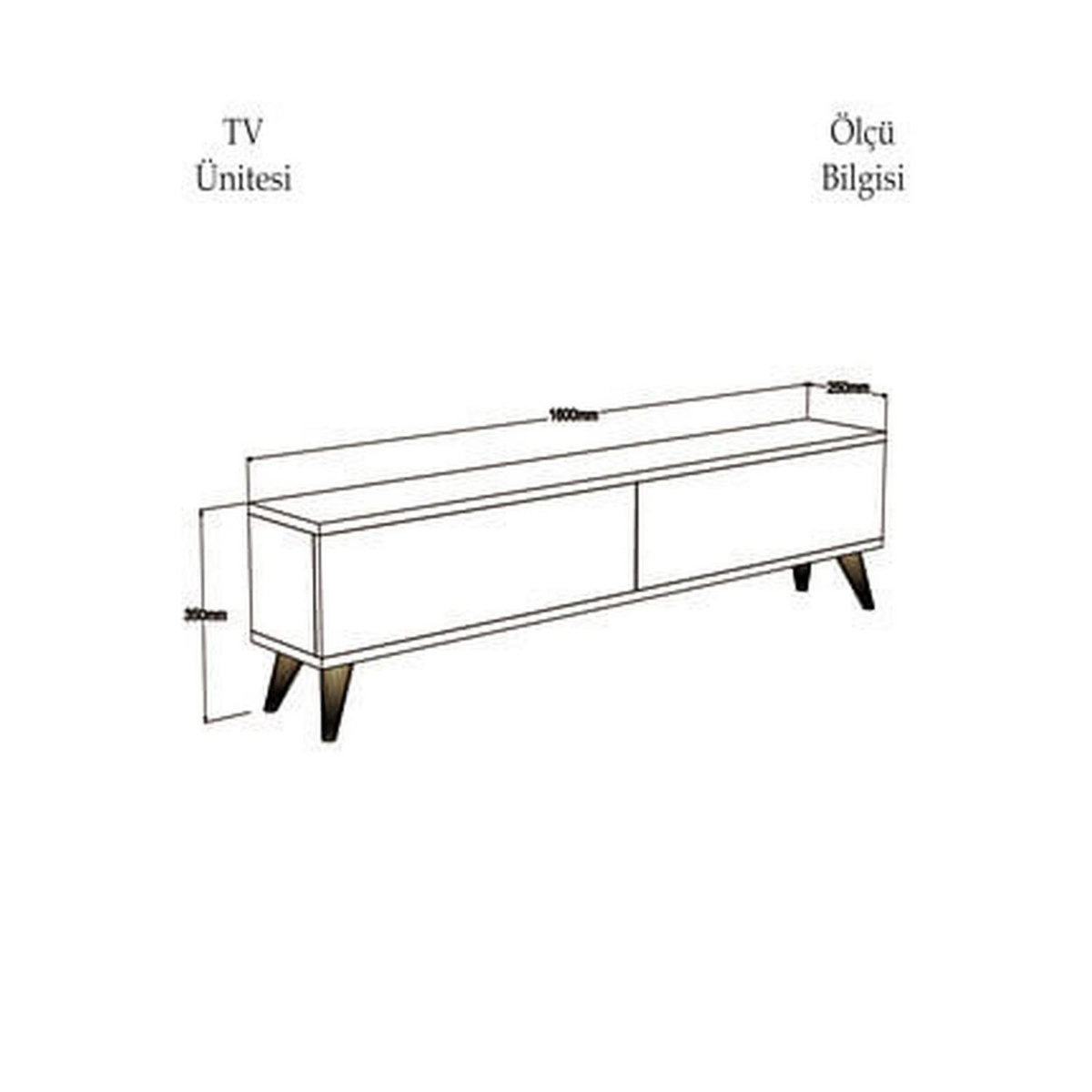 TOILINUX Meuble TV design lattes Hill - L. 160 x H. 35 cm - Marron