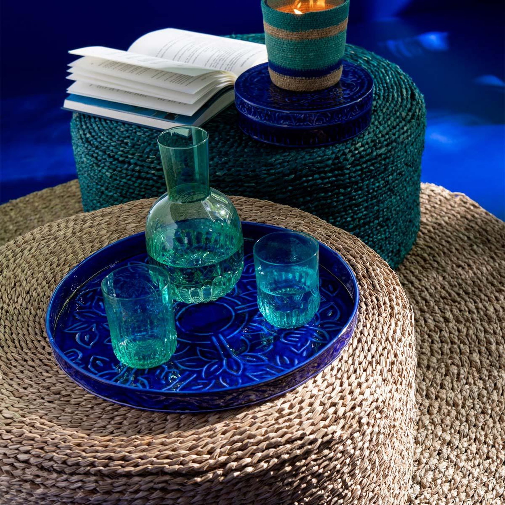 Voir la diapositive 2 : J-LINE Lot de 4 verres design  maya  32cl turquoise
