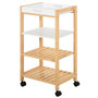 Voir la diapositive 1 : HOMCOM HOMCOM Chariot de service desserte de cuisine à roulettes 3 étagères + plateau amovible bois de pin MDF blanc