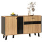 Voir la diapositive 1 : MERAX Buffet 3 porte(s) 0 tiroir(s) - 140 cm naturel led panneau de particules