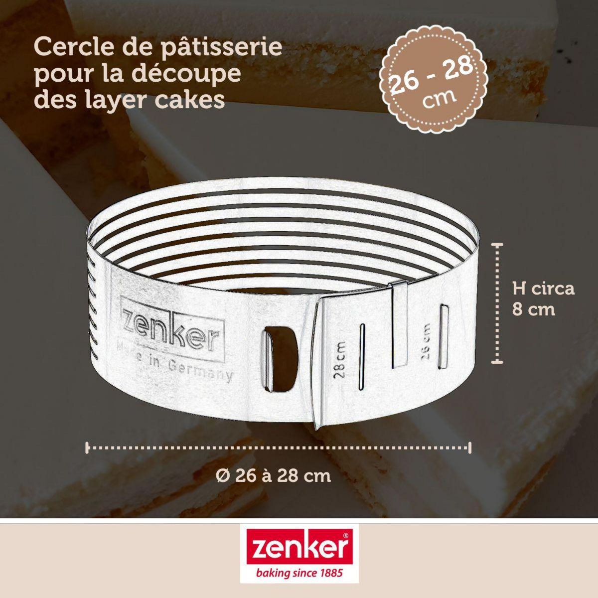 ZENKER Ensemble de 2 Cercles à pâtisserie pour trancher les gâteaux en étages 26 à 28 cm Zenker Smart Pastry