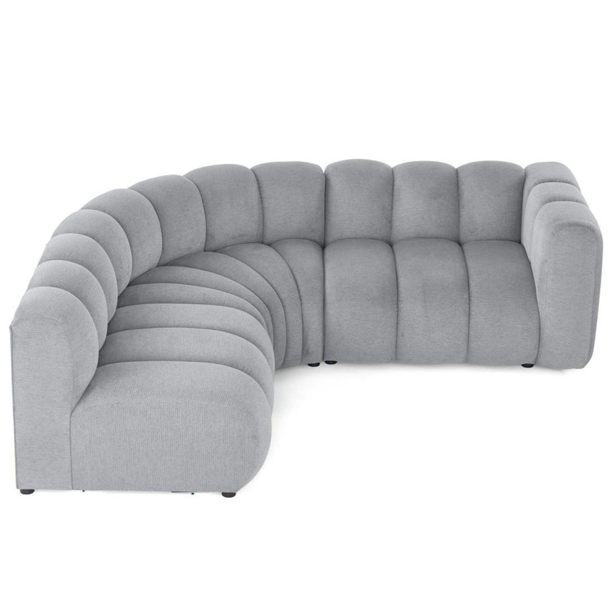 LISA DESIGN Debbie - canapé modulable d'angle gauche 4 places avec accoudoir en tissu texturé