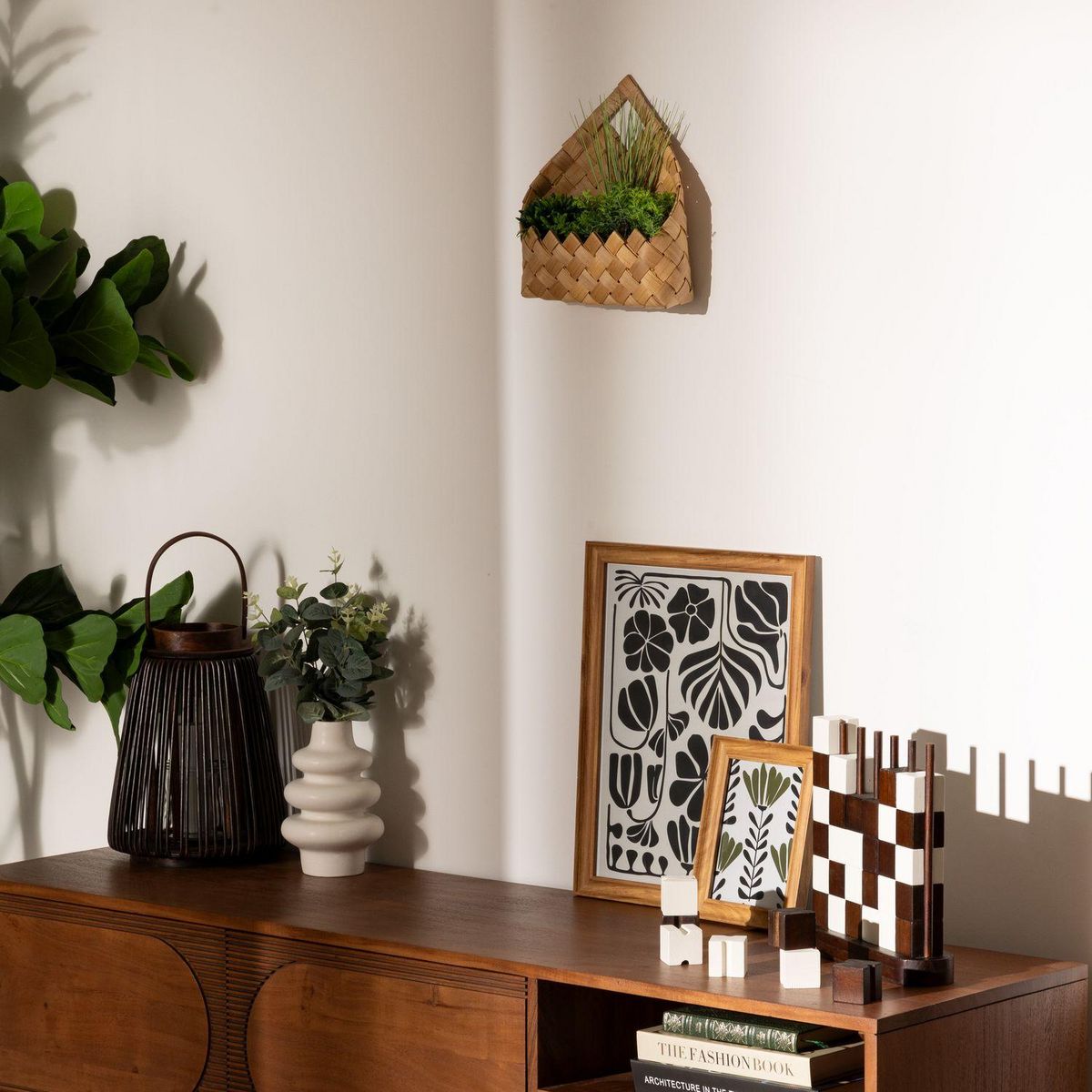 ATMOSPHERA Plante artificielle suspendue avec panier en fibre de bambou JIKA