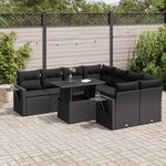 VIDAXL Salon de jardin 9 pcs avec coussins noir resine tressee