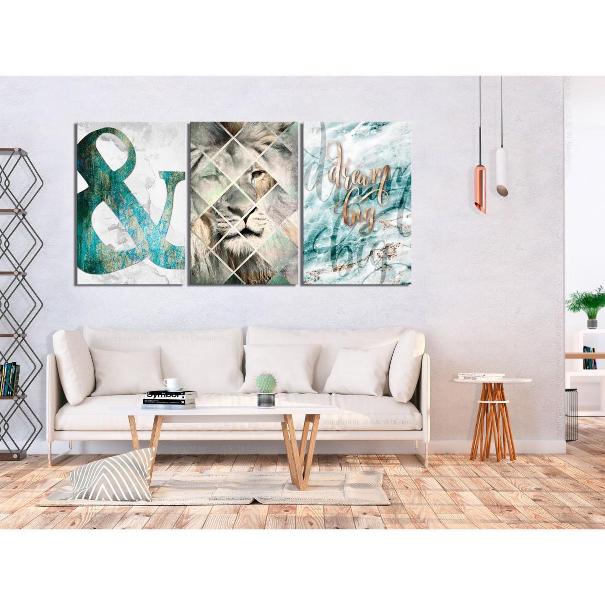 Voir la diapositive 2 : Paris Prix Tableau imprimé 3 panneaux  lion dreams